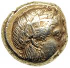 Lesbos, Mytilene. Electrum Hekte (2.6g), ca. 377-326 BC.. VF - 2