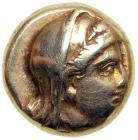 Lesbos, Mytilene. Electrum Hekte (2.5g), ca. 377-326 BC.. VF