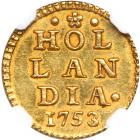 Netherlands - Holland. Stuiver in Gold, 1753. NGC MS62 - 2