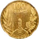 France. Essai Gilt Copper Pattern 100 Francs, 1929. NGC MS62