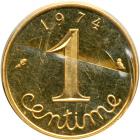 France. Gold Piefort 1 Centime, 1974. PF - 2