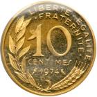 France. Gold Piefort 10 Centimes, 1974. PF - 2