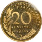 France. Gold Piefort 20 Centimes, 1974. PF - 2