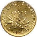 France. Gold Piefort 1 Franc, 1974. PF - 2