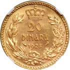 Yugoslavia. 20 Dinara, 1925. NGC MS64 - 2