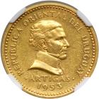 Uruguay. Pattern Gold 5 Centesimos, 1953. NGC PF58