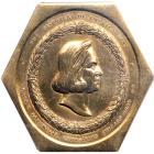 1892-93 Uniface Octagonal Columbus Bust Medal, Eglit-231.. NGC MS62