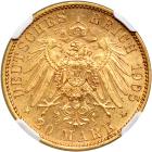 German States - Saxony. 20 Marks, 1905-E. NGC AU58 - 2