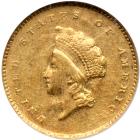 1855-C $1 Gold Indian. NGC AU58