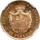 Spain. 25 Pesetas, 1876 (76) DEM. NGC MS64 - 2