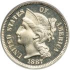 1887/6 Nickel Three Cents. PCGS PF66