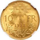 Switzerland. 10 Francs, 1922-B. NGC MS64 - 2