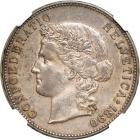 Switzerland. 5 Francs, 1890-B. NGC AU50