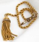 14K Yellow Gold Vintage Watch Chain & Fob