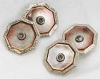 Pair of Antique Mother of Pearl, 14K White Gold, White Metal Cufflinks