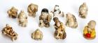 10 Piece Grouping of Netsuke Carved Ivory +1