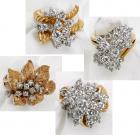 Collection of 4 Diamond, 18K & 14K Yellow Gold Cluster Ring