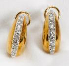 Pair of Diamond, 18K Yellow Gold Earrings