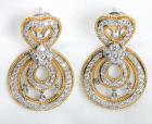 Diamond, 18K White & Yellow Gold Drop Style Earrings