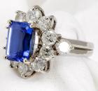 Lady's Tanzanite, Diamond, 14K White Gold Ring