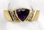 Lady's Amethyst, Diamond, 14K Yellow Gold Ring