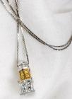 Diamond, Colored Diamond, 14K White Gold Pendant & Chain