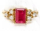 Lady's Ruby, Diamond, 14K Yellow Gold Ring