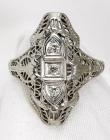 Lady's Art Deco, Diamond, 18K White Gold Ring