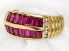 Lady's Ruby, Diamond, 18K Yellow Gold Band Style Ring