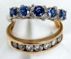 Collection of 2 Diamond & Sapphire 14K Band Rings