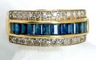 Lady's Sapphire, Diamond, 14K Yellow Gold Band Style Ring