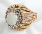 Lady's Opal, Diamond, 14K Yellow Gold Ring