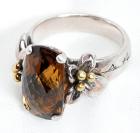 Lady's Smokey Topaz, 18K Yellow Gold & Sterling Silver Ring