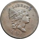 Liberty Cap Half Cent 1795 C-6b No Pole with Thick Planchet R5+. PCGS AU50