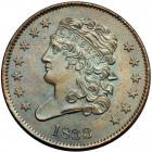 Classic Head Half Cent 1833 C-1 R1. PCGS MS66