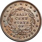 Classic Head Half Cent 1837 Half Cent Token Low-49, Rulau HT-73. PCGS MS66 - 2