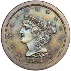 Coronet Head Half Cent 1841 Second Restrike Proof Breen 1-C R6+. PCGS PF66