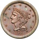 1841 Coronet Head Half Cent. Second restrike, reverse of 1840. PCGS PF65