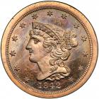 Coronet Head Half Cent 1842 First Restrike Proof Breen 1-B R6+. PCGS PF65