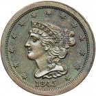 Coronet Head Half Cent 1845 Proof Original Breen 1-A R6+. PCGS PF64