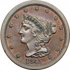 1845 Coronet Head Half Cent. First restrike, reverse of 1856. PCGS PF65