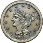 Coronet Head Half Cent 1845 Second Restrike Proof Breen 1-C R6+. PCGS PF65