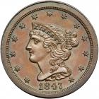 Coronet Head Half Cent 1847 Proof Original (Breen's Restrike Series VII) Breen 1-A R8. PCGS PF65