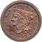 Coronet Head Half Cent 1848 Proof Original Breen 1-A R6. PCGS PF65