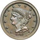 Coronet Head Half Cent 1849 Small Date Proof Original Breen 1-A R6+. PCGS PF65