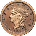 Coronet Head Half Cent 1849 Small Date First Restrike Proof Breen 1-B R6. PCGS PF64