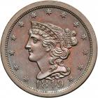 Coronet Head Half Cent 1849 Large Date C-1 R2-. PCGS MS65