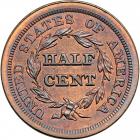 Coronet Head Half Cent 1850 Cohen-1 R6+ (as a proof). PCGS PF65 - 2