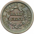 Coronet Head Half Cent 1850 Cohen-1 R6+ (as a proof). PCGS PF65 - 2