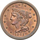 Coronet Head Half Cent 1851 Cohen-1 R7 (as a proof). PCGS PF65